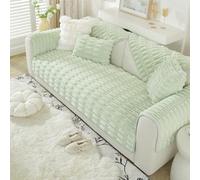 OBASDFD Copridivano In Peluche Antiscivolo, Resistente Agli Animali Domestici, Componibile In Pelliccia Di Coniglio Spessa, Lavabile(Green,70 * 70cm/27.6 * 27.6in)