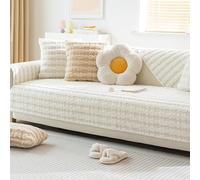 OBASDFD Copridivano In Peluche, Fodera Antiscivolo Lavabile For Divano Componibile(Awhite,90 * 240cm/35.4 * 94.5in)