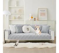 OBASDFD Copridivano In Peluche Spesso For 1-3 Posti, Antiscivolo For Autunno Inverno, Protezione Morbida E Calda(Grey,90 * 210cm/35.4 * 83in)