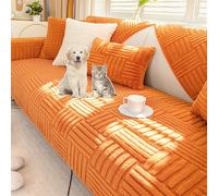 OBASDFD Copridivano In Peluche Tinta Unita, Protezione For Mobili Antiscivolo E Lavabile(Orange,70 * 210cm/27.6 * 82.7in)
