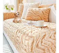 OBASDFD Copridivano In Peluche, Universale, Antiscivolo, For Divano Componibile, Con Morbida Consistenza(Curry,Pillowcover30*50cm)