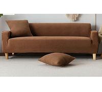 OBASDFD Copridivano in tessuto jacquard, altamente elasticizzato, antiscivolo, spesso, resistente agli animali domestici (caffè, 4 posti (235-300 cm)