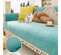 OBASDFD Copridivano In Velluto A Coste Con Frange - Componibile Antiscivolo Spesso For Autunno Inverno, Protezione Calda For Mobili(Blue,70 * 150cm/27.6 * 59in)