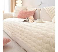 OBASDFD Copridivano In Velluto Con Base Antiscivolo, Componibile Lavabile For Sedute, Adatto Agli Animali Domestici(Cream,110 * 110cm/43 * 43in)