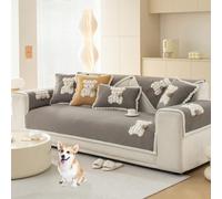 OBASDFD Copridivano In Velluto Con Motivo A Orso, Protezione Antiscivolo Elasticizzata For Divani Componibili(Grey,110 * 110cm/43 * 43in)