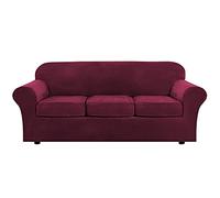OBASDFD Copridivano In Velluto Elasticizzato Con Fascia Elastica, Set Da 3 Pezzi For La Protezione Del Divano, Antiscivolo E Adatto Agli Animali Domestici(A,72'-96'(3 CUSHIONS))