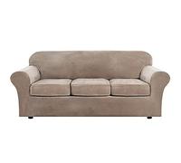 OBASDFD Copridivano In Velluto Elasticizzato Con Fascia Elastica, Set Da 3 Pezzi For La Protezione Del Divano, Antiscivolo E Adatto Agli Animali Domestici(J,72'-96'(3 CUSHIONS))