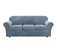 OBASDFD Copridivano In Velluto Elasticizzato Con Fascia Elastica, Set Da 3 Pezzi For La Protezione Del Divano, Antiscivolo E Adatto Agli Animali Domestici(H,58'-72'(2 CUSHIONS))