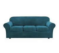 OBASDFD Copridivano In Velluto Elasticizzato Con Fascia Elastica, Set Da 3 Pezzi For La Protezione Del Divano, Antiscivolo E Adatto Agli Animali Domestici(F,72'-96'(3 CUSHIONS))