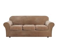 OBASDFD Copridivano In Velluto Elasticizzato Con Fascia Elastica, Set Da 3 Pezzi For La Protezione Del Divano, Antiscivolo E Adatto Agli Animali Domestici(C,96'-116'(3 CUSHIONS))