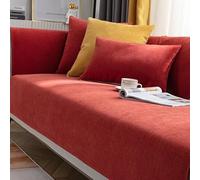 OBASDFD Copridivano Lavabile Antigraffio In Ciniglia Con Design Antiscivolo For La Protezione Dei Mobili Adatti Agli Animali Domestici(Red,110 * 210cm/43 * 83in)