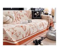 OBASDFD Copridivano Stampato In Ciniglia For Divano A 3 Cuscini - Lavabile E Reversibile, Da 1 4 Posti, Multiuso, Fodera Protettiva Cani(Orange,180 * 420cm/71 * 165in)