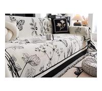 OBASDFD Copridivano Stampato In Ciniglia For Divano A 3 Cuscini - Lavabile E Reversibile, Da 1 4 Posti, Multiuso, Fodera Protettiva Cani(Black,180 * 300cm/71 * 118in)