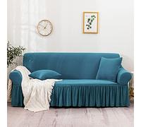 OBASDFD Copridivano Universale Elasticizzato Con Gonna Arricciata, Fodera Lavabile In Poliestere Elastico For Animali Domestici, 2 Posti (145-185 Cm)(Blue,2 Seat 145-185 cm)