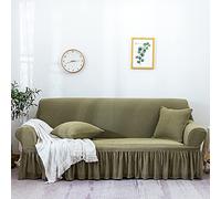 OBASDFD Copridivano Universale Elasticizzato Con Gonna Arricciata, Fodera Lavabile In Poliestere Elastico For Animali Domestici, 2 Posti (145-185 Cm)(Yellow,2 Seat 145-185 cm)