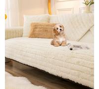 OBASDFD Copridivano Universale Spesso In Peluche - Componibile Antiscivolo For Divani Multi-cuscino, Protezione Lavabile(Bbeige,70 * 150cm/27.6 * 59in)