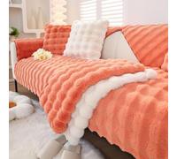 OBASDFD Copridivano Wave Plush, Protezione Antiscivolo For Divano Componibile, Spesso, Lavabile, Adatto Agli Animali Domestici(Orange,70 * 150cm/27.6 * 59in)