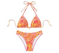 OBASDFD Costume da Bagno Bikini Diviso con Stampa A Triangolo Sexy, Arancione, XS(S)