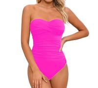 OBASDFD Costume da Bagno Donna, Versatile con Spalline Regolabili, Design Senza Schienale, Cintura Rimovibile E Due Modi di Indossarlo - Ideale for Le Vacanze La Spiaggia., Nero, S(Hot Pink,L)