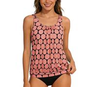 OBASDFD Costume da Bagno in Due Pezzi: Top Bikini Tankini con A Vita Alta - Comodo for La Piscina sulla Spiaggia, Arancione, 4XL(Light Pink,5XL)