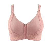 OBASDFD Custom Gym Push Up Elastic Straps Front Zip Yoga Sports Bra for Women High, Beige, 10(Rose Gold,10)