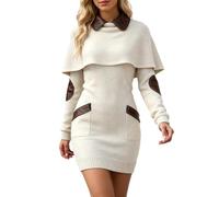 OBASDFD Elegant Knitted Dress with Shawl Collar for Soft And Comfortable Autumn Day(M)