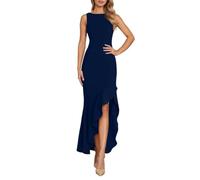 OBASDFD Elegante abito da sera lungo con orlo increspato e cocktail party alto basso per, Marina Militare, M