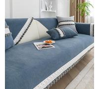 OBASDFD Elegante Copridivano Con Protezione Antiscivolo In Pizzo Palline Di Pelo, For Uso In Tutte Le Stagioni E For Animali Domestici(Blue,Pillowcase30*50cm)