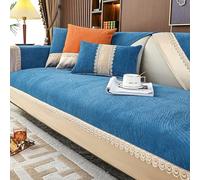 OBASDFD Elegante Copridivano In Ciniglia Con Bordi In Pizzo, Protezione Antiscivolo For Mobili, Fodera Lavabile For Animali Domestici E Arredamento For La Casa(Blue,90 * 240cm/35.4 * 94in)