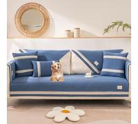 OBASDFD Elegante Copridivano In Cotone, Componibile Antiscivolo, Universale, For Tutte Le Stagioni(Blue,90 * 210cm/35.4 * 83in)