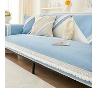 OBASDFD Elegante Copridivano Lavabile, Protezione Universale Antiscivolo For Divani A 2/3/4 Cuscini Con Braccioli E Schienale(Lblue,70 * 70cm/27.6 * 27.6in)