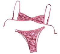 OBASDFD Floral Pattern Strapless Backless Two Piece Swimsuit Summer Beach, Green, XS(Pink,M)