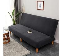 OBASDFD Fodera elasticizzata per divano letto senza braccioli, antiscivolo, morbida, rimovibile e lavabile, colore grigio scuro, S (160-190 cm)