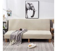 OBASDFD Fodera elasticizzata per divano letto senza braccioli, antiscivolo, morbida, rimovibile e lavabile, colore beige, S (160-190 cm)