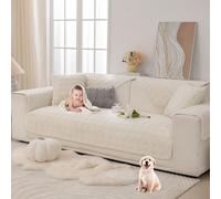 OBASDFD Fodera For Divano A L In Peluche For Divani Componibili, Antigraffio Lavabile E Spessa(Beige,90 * 240cm/35.4 * 94.5in)