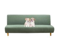 OBASDFD Fodera for futon senza braccioli in jacquard, fodera elastica for divano e protezione del(Green 1,Large)