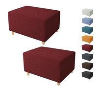 OBASDFD Fodera For Pouf Quadrato In Jacquard, Elasticizzata For Sgabelli Con Cubi Portaoggetti(Red 2pcs,Large)