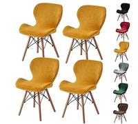 OBASDFD Fodera For Sedia A Conchiglia Senza Braccioli In Velluto Di Metà Secolo, Lavabile E Protettiva(Yellow 4pcs)