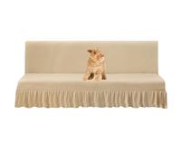 OBASDFD Fodera per futon senza braccioli con gonna increspata, protezione per divano letto pieghevole (beige, grande)