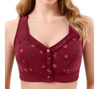 OBASDFD Front Closure Bra for Comfortable, Seamless Undershirt, Unpadded, Wireless, Provides Full Coverage, Soft, Breathable And Ideal for Everyday Wear, Beige, 12(Brick Red,14)