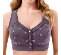 OBASDFD Front Closure Bra for Comfortable, Seamless Undershirt, Unpadded, Wireless, Provides Full Coverage, Soft, Breathable And Ideal for Everyday Wear, Purple, 18(Purple,12)