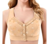 OBASDFD Front Closure Bra for Comfortable, Seamless Undershirt, Unpadded, Wireless, Provides Full Coverage, Soft, Breathable And Ideal for Everyday Wear, Purple, 18(Beige,10)