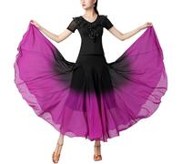OBASDFD Gonna Glitterata Abito da Performance di Danza Donna Mezza Ballo Sfumato Moderno Lunga(Purple,XL)