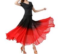 OBASDFD Gonna Glitterata Abito da Performance di Danza Donna Mezza Ballo Sfumato Moderno Lunga(Red,XL)