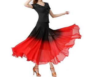 OBASDFD Gonna glitterata da donna, abito da ballo, mezza sfumatura, moderno, lungo, Rosso, M