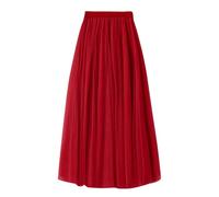 OBASDFD Gonna lunga da donna, per feste da ballo, linea ad A, in tulle, per costumi, Rosso, 64