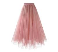 OBASDFD Gonna Rete Lunga Pieghe Oversize tutù da Donna Abito di Carnevale 2026 in Tulle(Light Pink,S)