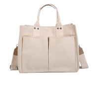 OBASDFD Handbag Use Custom Printed Cotton Canvas Tote With Outside Pocket Shoulder Bags For Men(White)