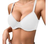 OBASDFD Label Mark Women's Thin Plain Comfortable Breathable Push Up Bra Underwire Three Breasted, Coffee, 32C(White,38B)
