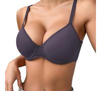 OBASDFD Label Mark Women's Thin Plain Comfortable Breathable Push Up Bra Underwire Three Breasted, Coffee, 32C(Dark Purple,38B)